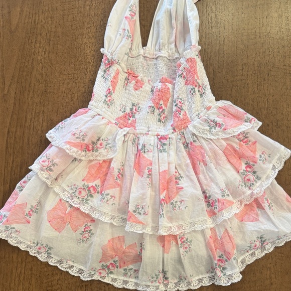 LoveShackFancy Bow and Floral Halter Dress with Ruffle Layers - Picture 4 of 4